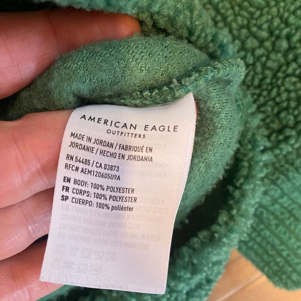 American Eagle green button teddy shacket - image 6